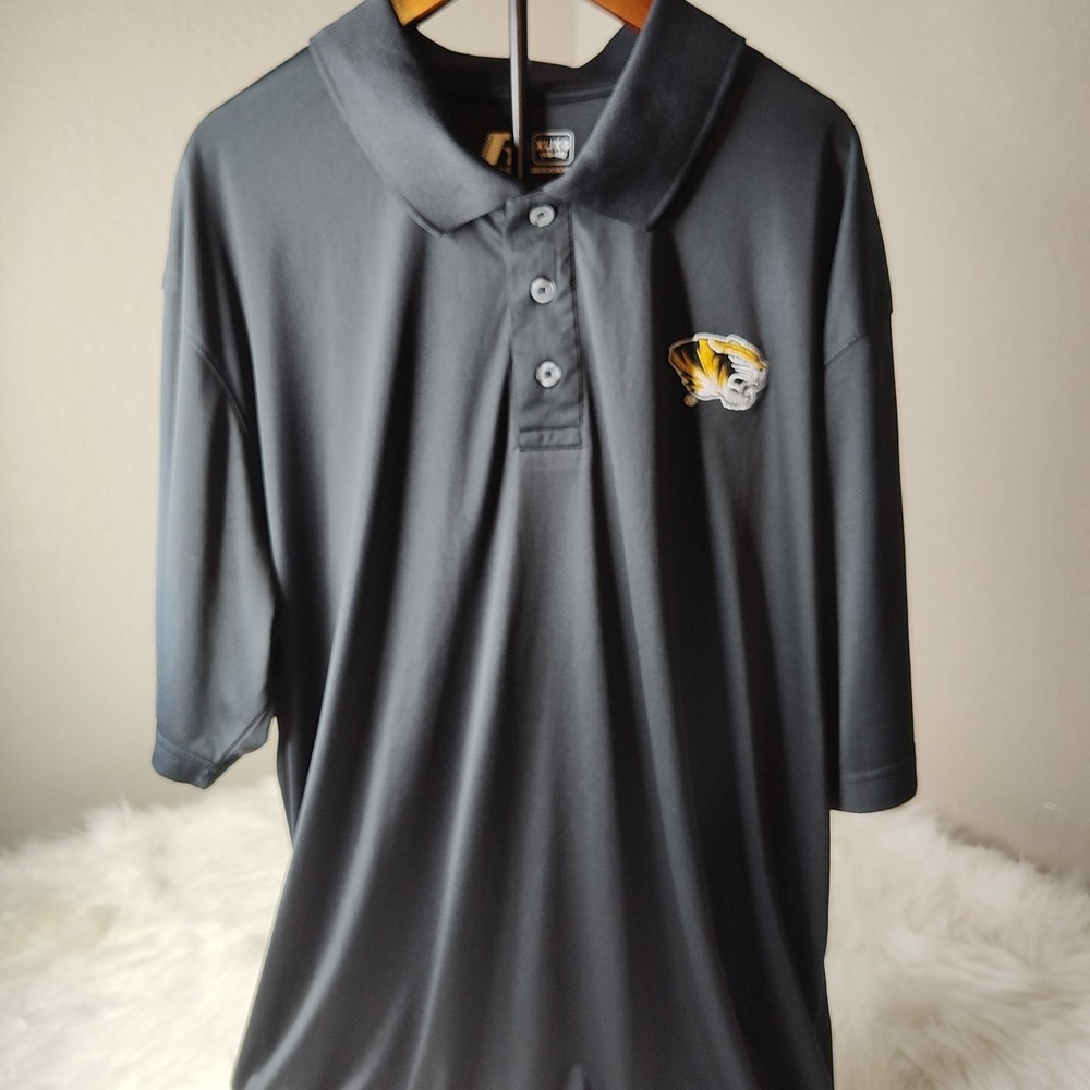 Missouri Tigers Polo Mens XL Black Mizzou NCAA Performance Short Sleeve Shirt